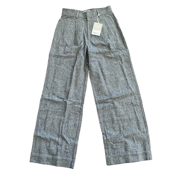 New Everlane women’s Wool blend dark grey herringbone pattern slouch pant size 6 - Picture 7 of 7